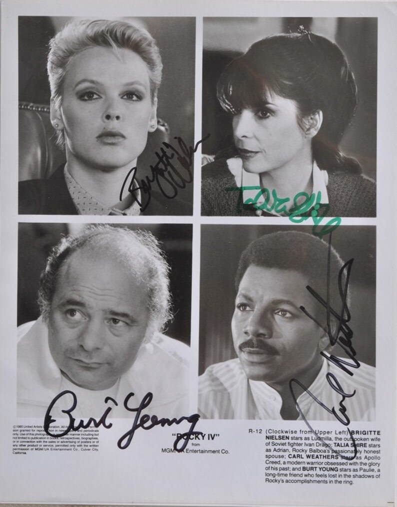 ROCKY CAST SIGNED Photo Poster painting X4 Talia Shire, Carl Weathers, Burt Young, Brigitte Nielsen wcoa