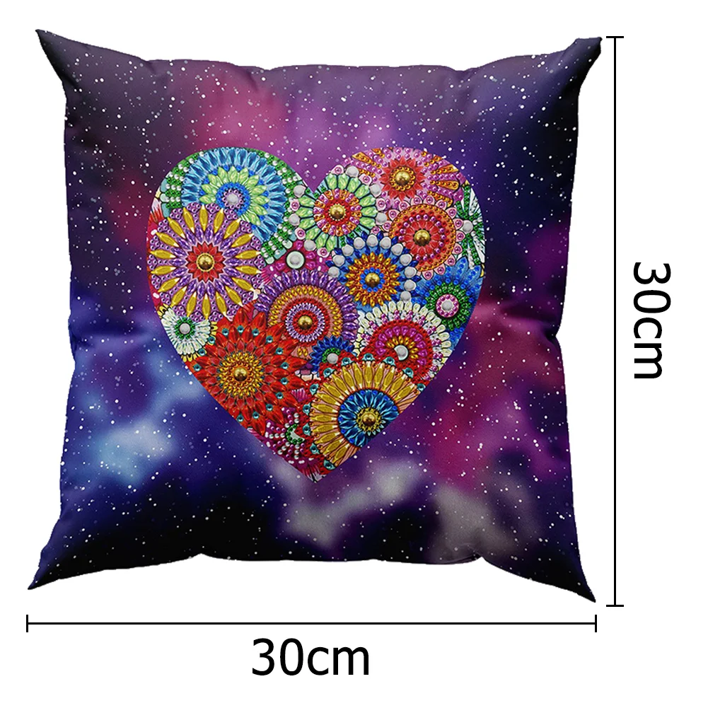 DIY Diamond Painting Pillow Case - Heart(30*30cm)(Single Side)