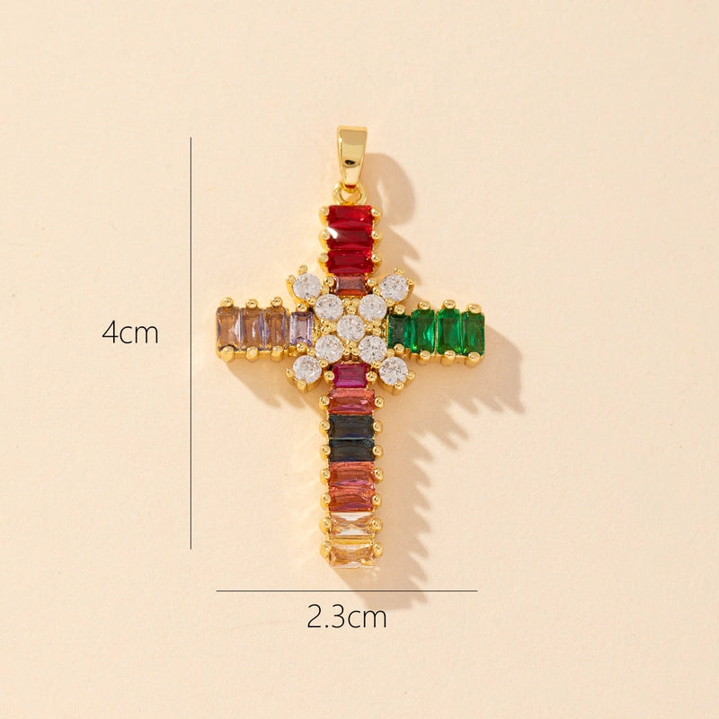 1 Piece Copper Zircon Printing Pendant