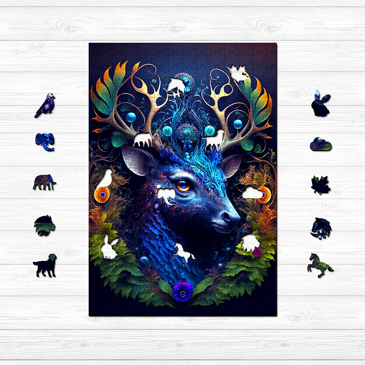 Ericpuzzle™ Ericpuzzle™Magical Blue Deer Wooden Jigsaw Puzzle