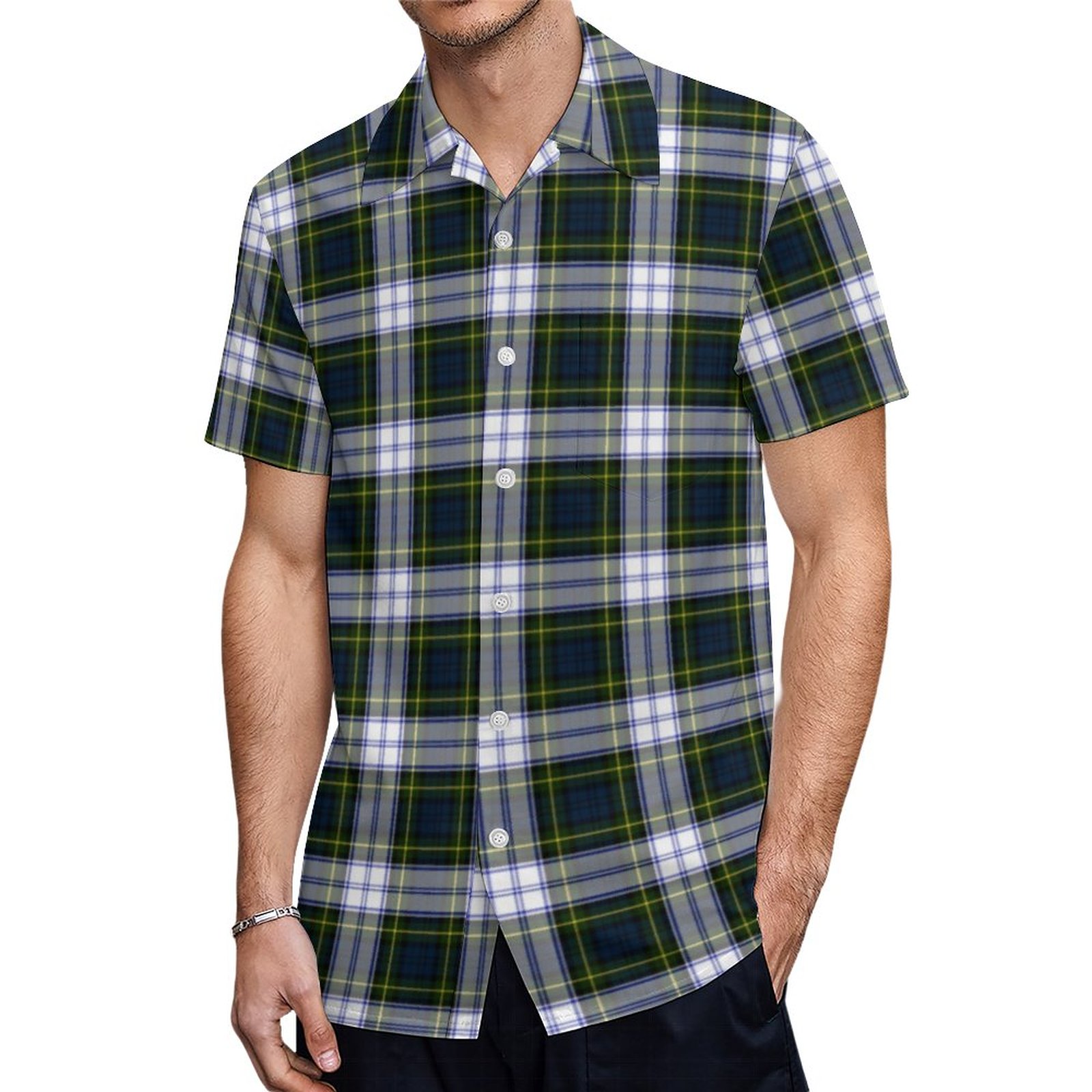 Gordon Dress Tartan Plaid Hawaiian Shirt Mens Button Down Plus Size Tropical Hawaii Beach Shirts