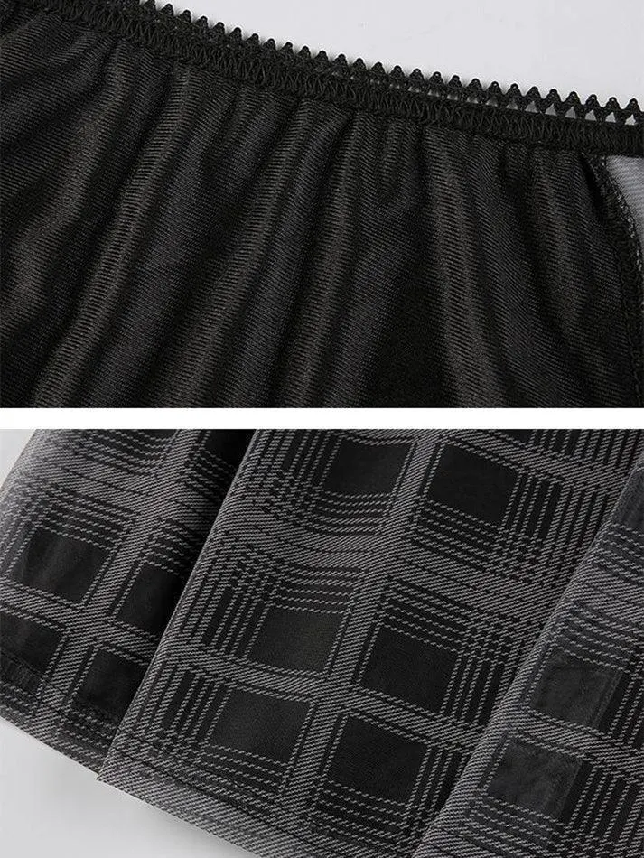 Brownm Y2K Checkered Swing Mini Dress