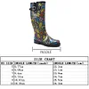 Printed high-tube rain boots, rubber rain boots, comfortable insoles, waterproof rain boots, garden boots