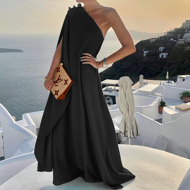 Fashionable French Loose One Shoulder Dress