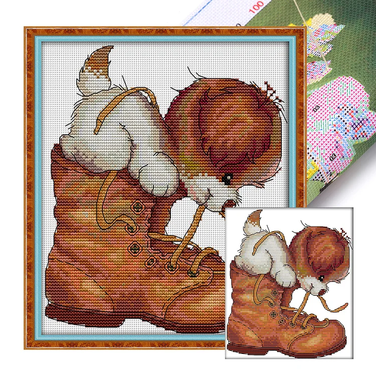 Joy Sunday Dogs And Shoes 14CT Stamped Cross Stitch 21*25CM
