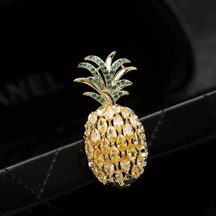 Pineapple Rhinestone Brooch