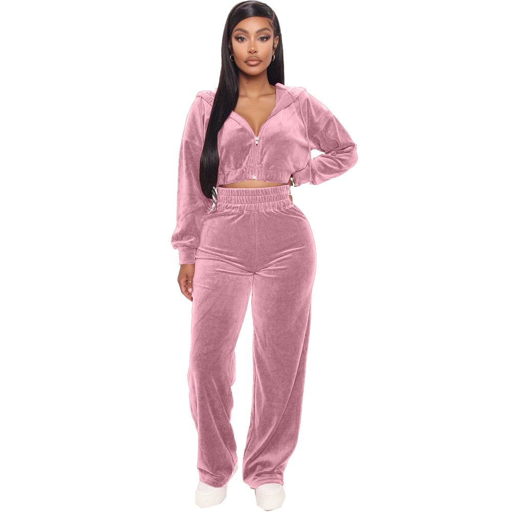 Women's Veet Zipper Jacket Straight-leg Pants Suit Tops