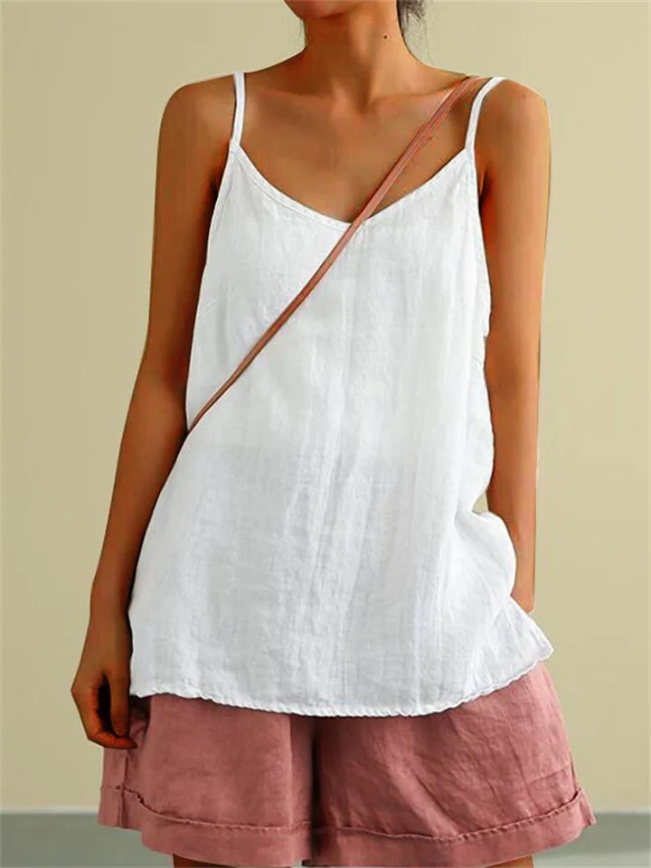 Cotton and Linen Camisole Undershirt Women's Summer New Loose Linen Lining Sleeveless Hundred with Bottoming Tops-Mixcun