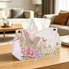 (24cm)Soft Pink Floral Butterfly 24cm DIY Diamond Painting Rhinestones Decorative Tissue Box Reusable Crystal Mosaic PU Tissue Holder for Home Car Desk Decoration Craft