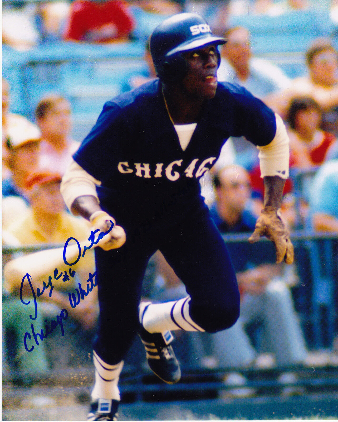 JORGE ORTA CHICAGO WHITE SOX 1975 ALL-STAR ACTION SIGNED 8x10