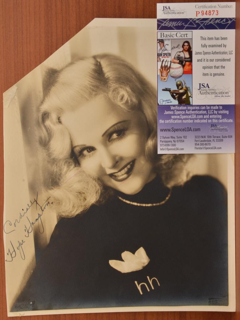 Hope Hampton Autographed Signed Vintage 8x10 Original Photo Poster painting JSA COA Authentic