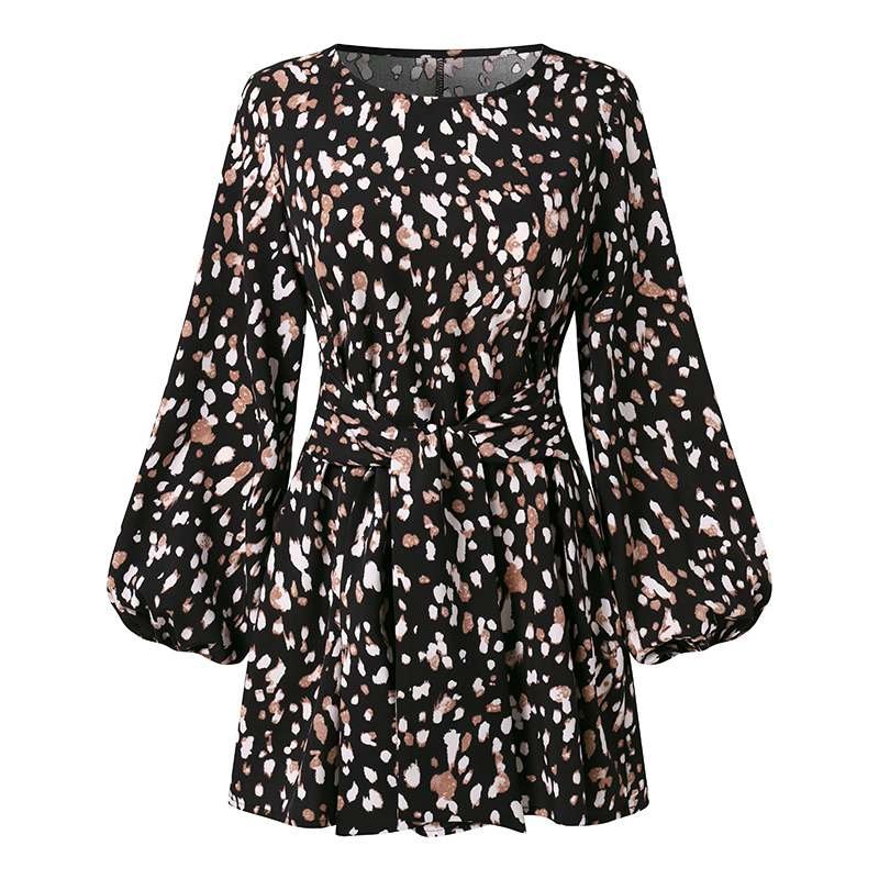 Women Casual Leopard Printed Blouse ZANZEA Elegant Party Muslim Shirt 2022 Long Sleeve Belted Chemise Dubai Turkey OL Tunic Tops