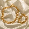 Chic Oval Chain 18K Golden Necklace Bracelet