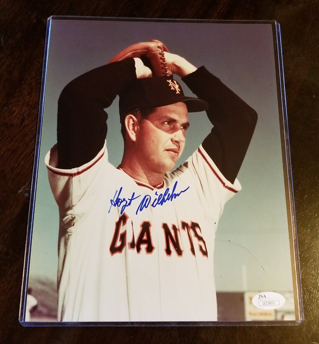 HOYT WILHELM NY GIANTS SIGNED AUTOGRAPH 8X10 Photo Poster painting JSA/COA U23803