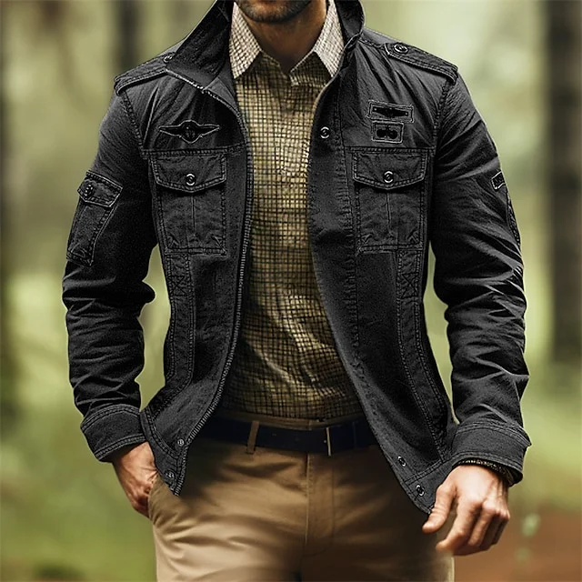 Daily Stand Collar Zipper Chest Pockets Utility Jacket