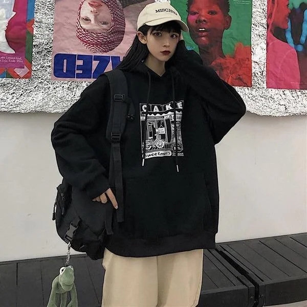 New 2020 Korean Streetwear Oversized Female Hooded Pullovers