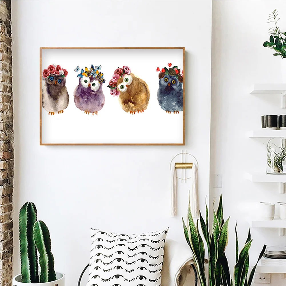 Full Round Diamond Painting 40*30cm - Colorful Owl