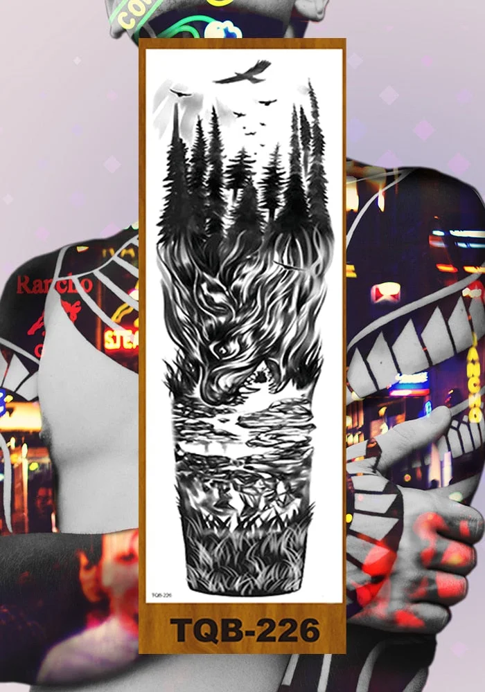 Full Flower Arm Temporary Tattoo Sticker Men Women Adult Girl Body Leg Sexy Fake Tatoo Butterfly Fairy Hummingbird Colorful Tree