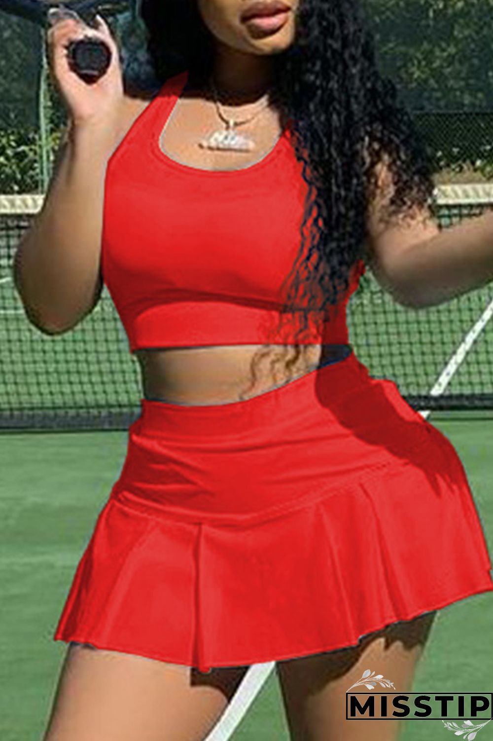 Pink Casual Sportswear Solid Basic U Neck Sleeveless Two Pieces