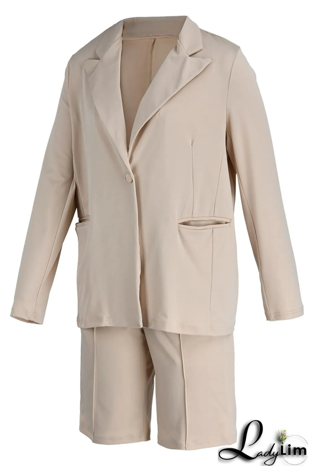 Blue Fashion Casual Solid Basic Turndown Collar Long Sleeve Two Pieces