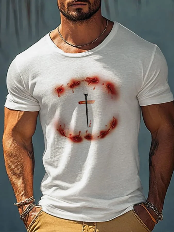 Men's Casual Christian Faith Printed Round Neck Short Sleeve T-Shirt