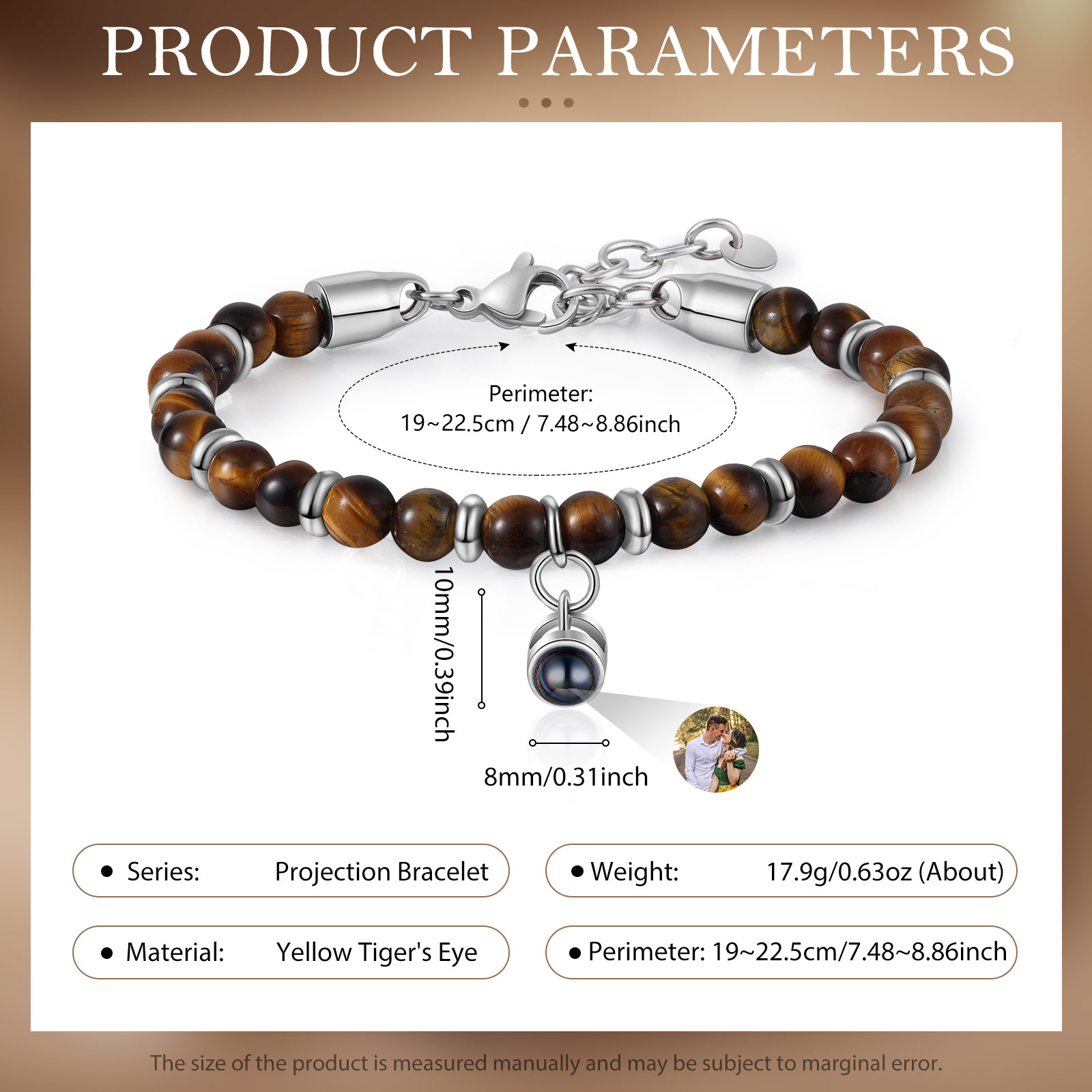 Braccialetto con proiezione personalizzato foto coppia amore Valentine 