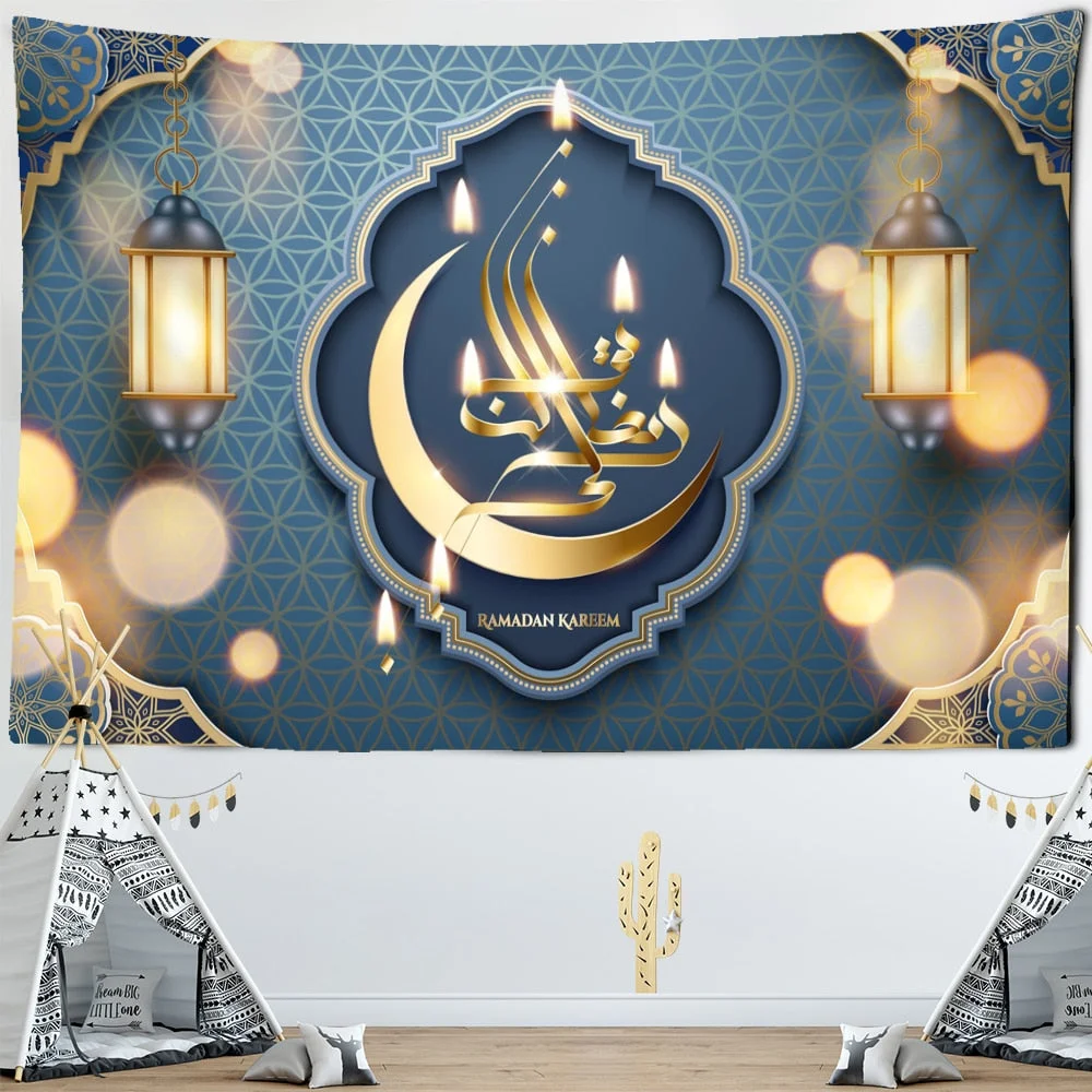 2020 Hot Background Cloth Wall Muslim Ramadan Tapestry Wall Hanging Month Beach Towel Bohemian Home Mural Decor