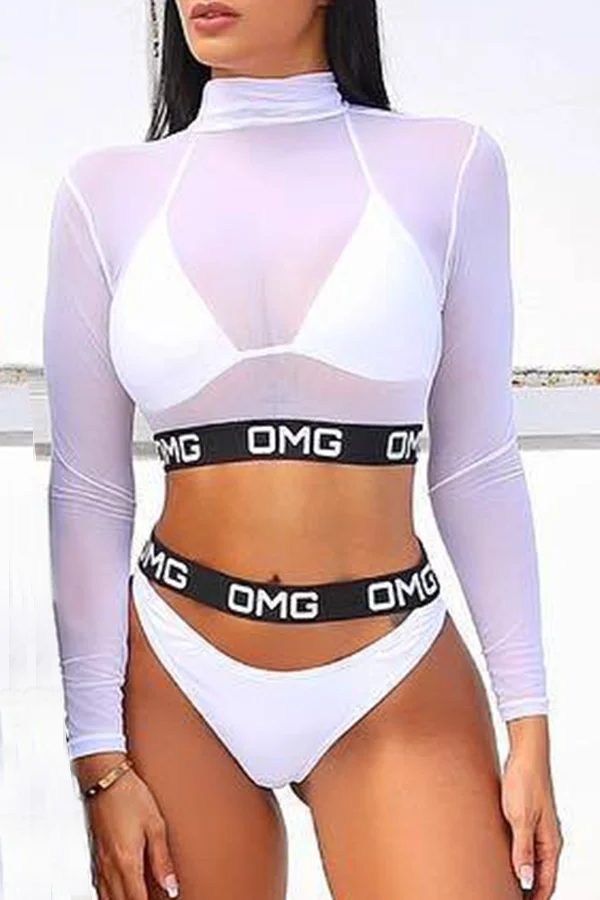 White Sexy Hollowed-out Two-piece Swimwears(With Bra) | EGEMISS