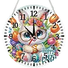 Brillen-Kaninchen 2D-Flach-DIY-Acryl-Diamantmaler-Uhrenanh&auml;nger mit Uhrfunktion 9,65x9,65 Zoll f&uuml;r W&auml;nde oder Fensterdekorationen zu Hause