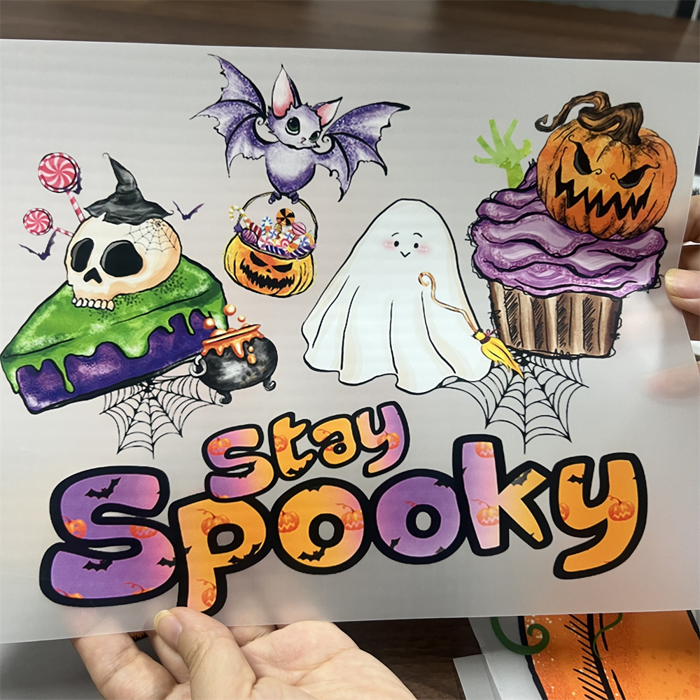 Stay spooky halloween dtf print custom iron on heat transfers
