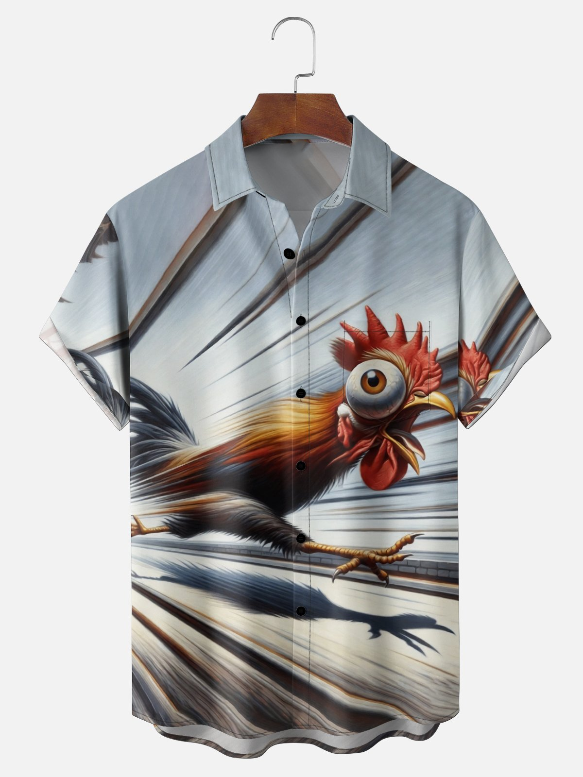 Moisture Wicking Fun Speed ​​Chicken Chest Pocket Holiday Hawaiian Shirt PLUSCLOTHESMAN