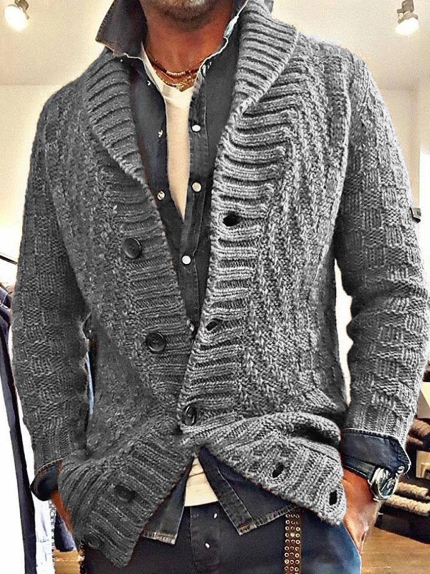 Men's Vintage Lapel Cardigan Knit Coat