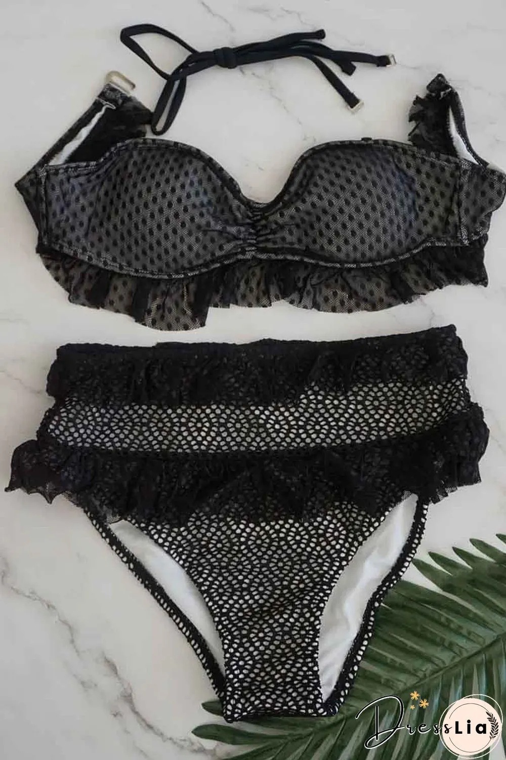 Lace Mesh High Waist Bikini Swimwear(3 colors)