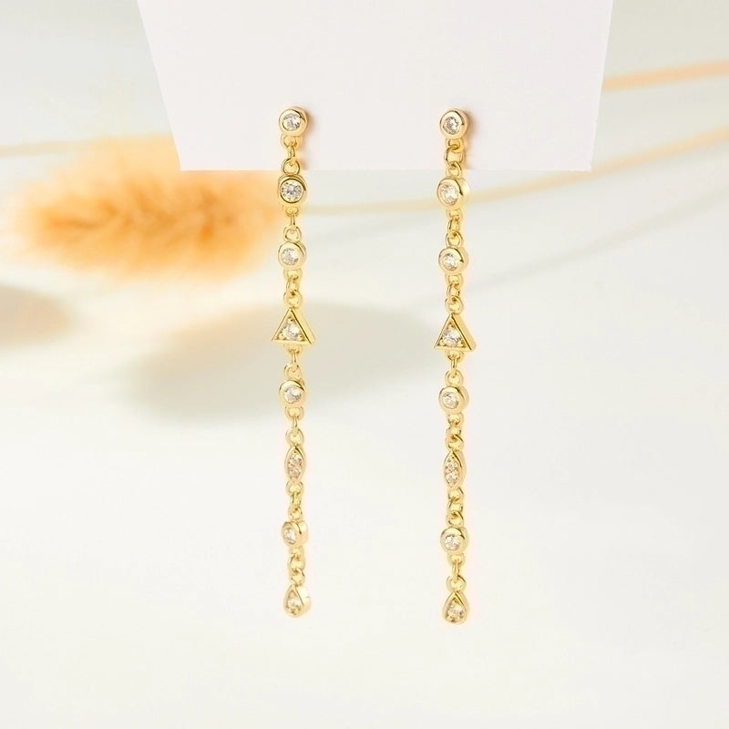 1 Pair 925 Sterling Silver Zircon Geometric Solid Color Ear Line