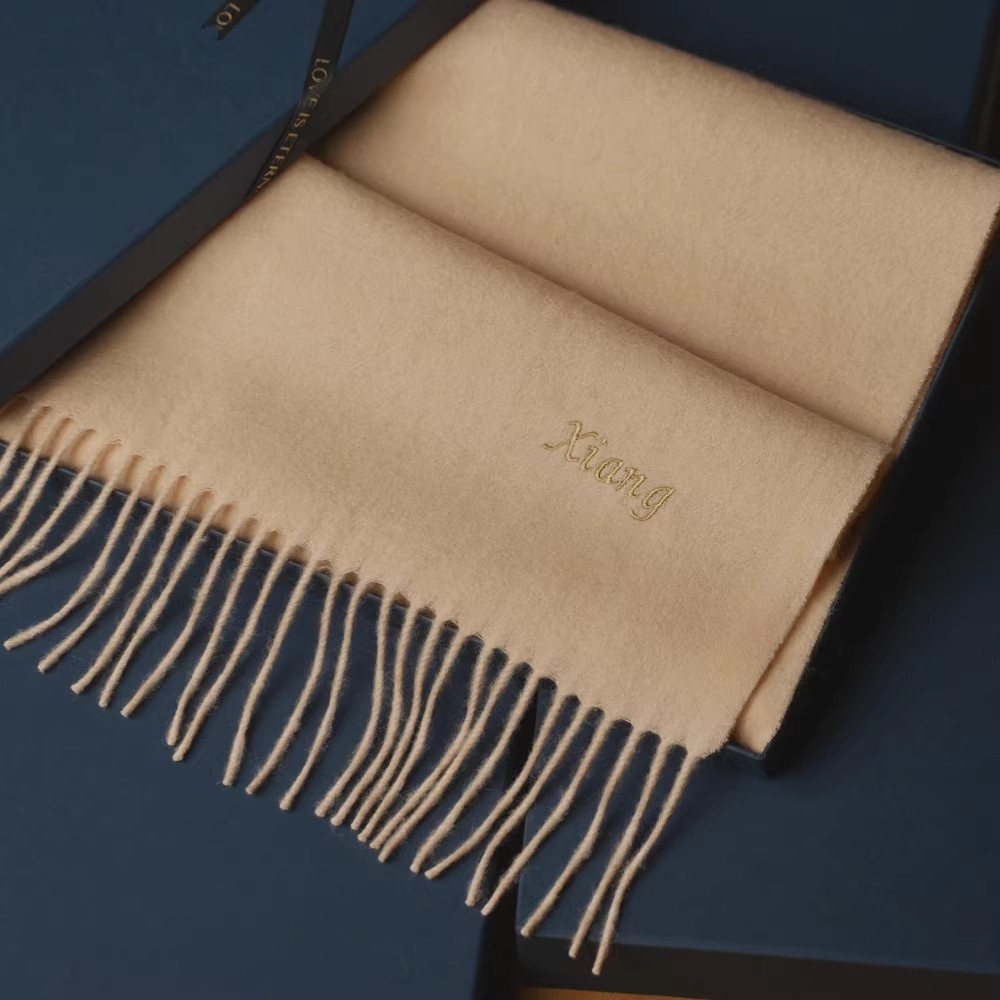 Customized Embroidery Wool Scarf REAL SILK LIFE