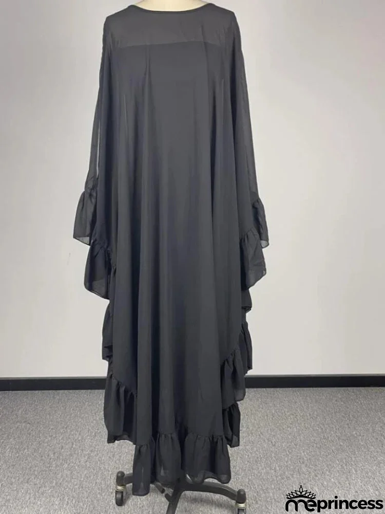 Women's Arabian Polyester Full Sleeves Solid Pattern Casual Dress