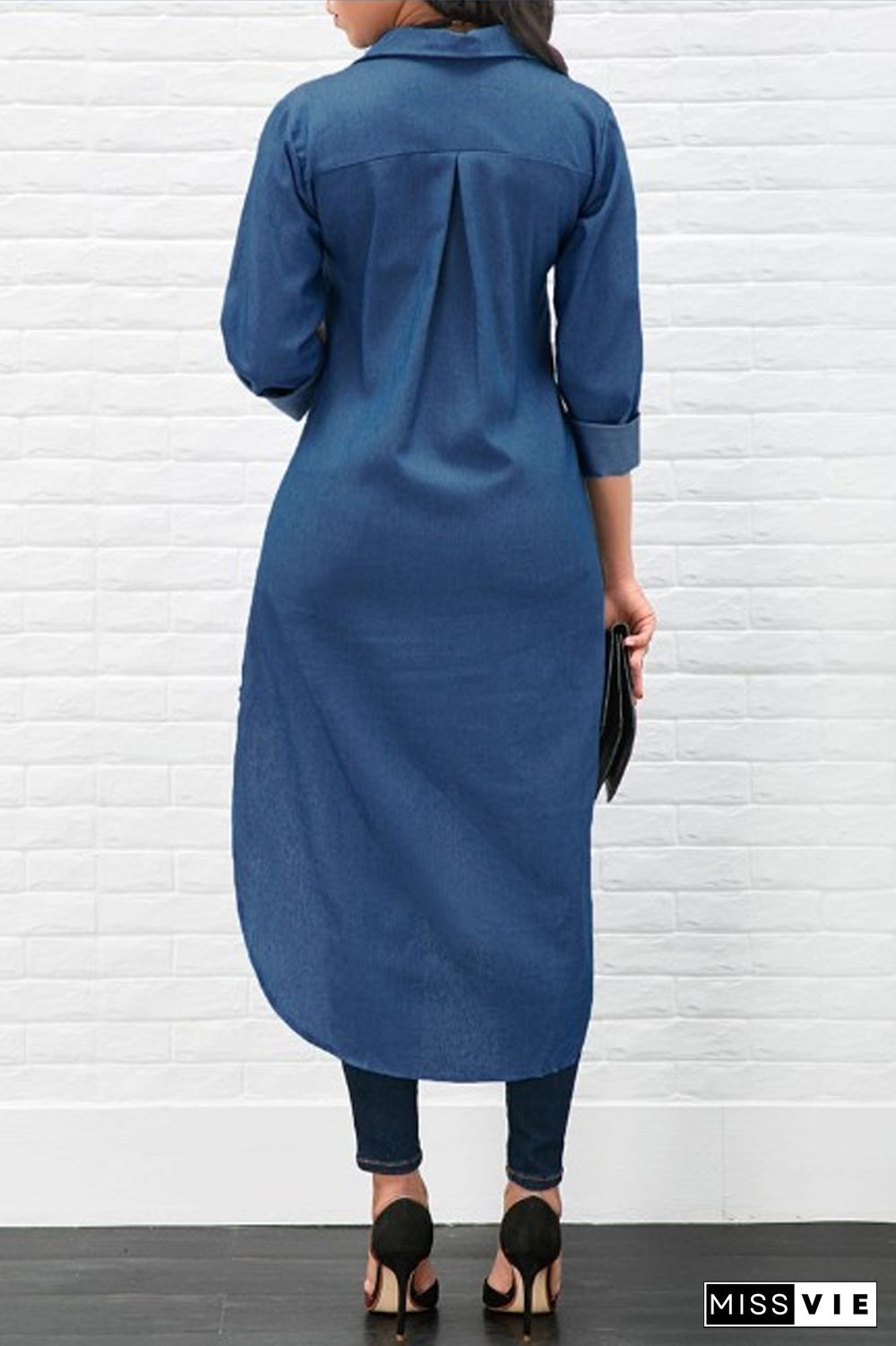 Long Sleeve Irregular Hem Blouse