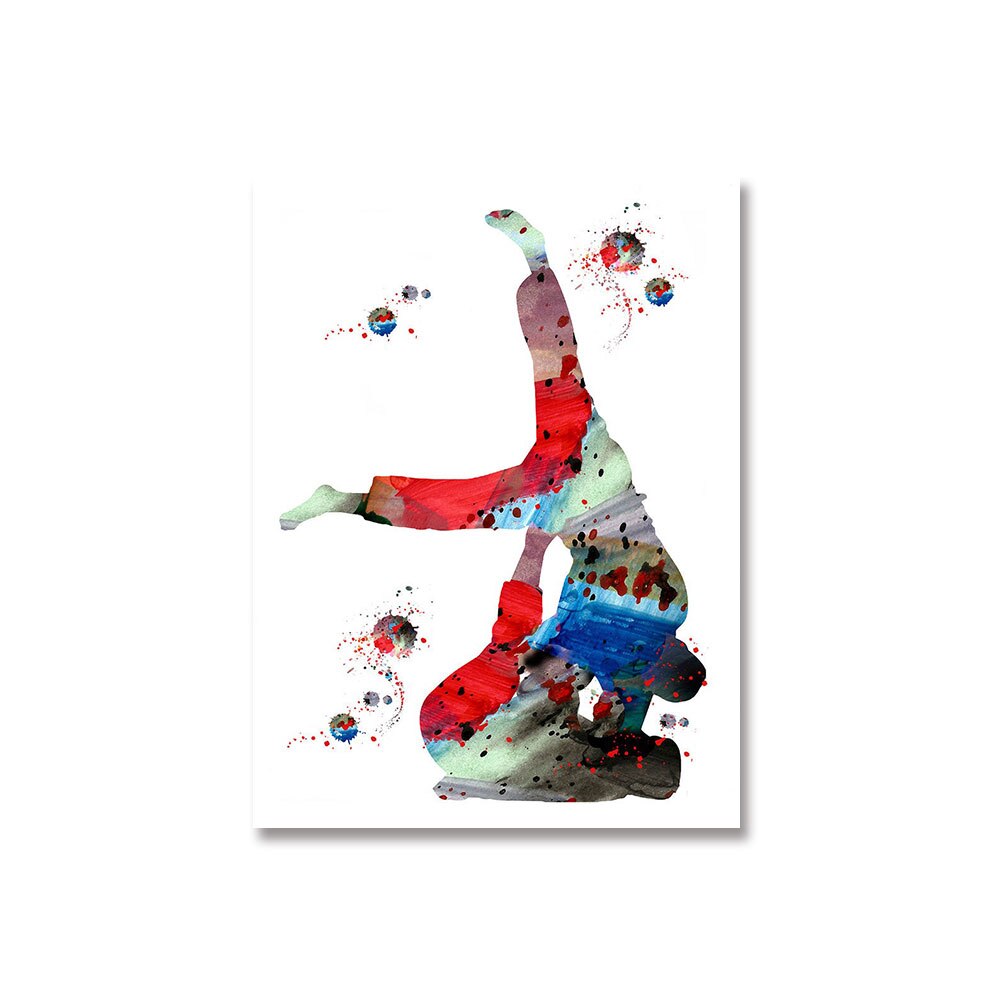 Judo Wrestling Watercolor Print Sport Canvas Painting Poster Home Decor Wall Art Picture for Living Room Bedroom Frameless