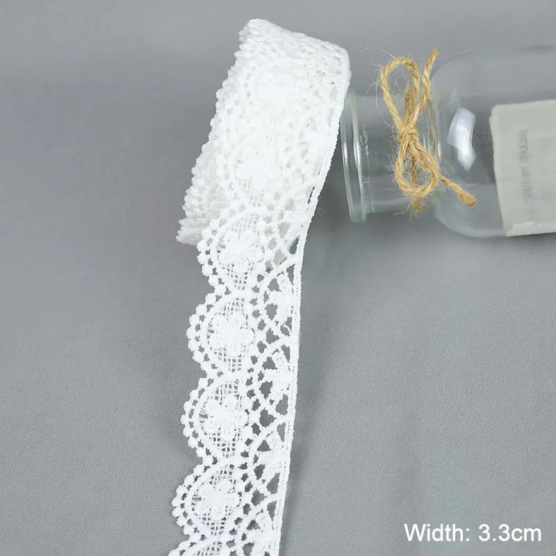 5Yards/lot White Cotton Embroidered Lace Trim Ribbons Fabric DIY Sewing Handmade Craft Materials Garment Clothes Accessories