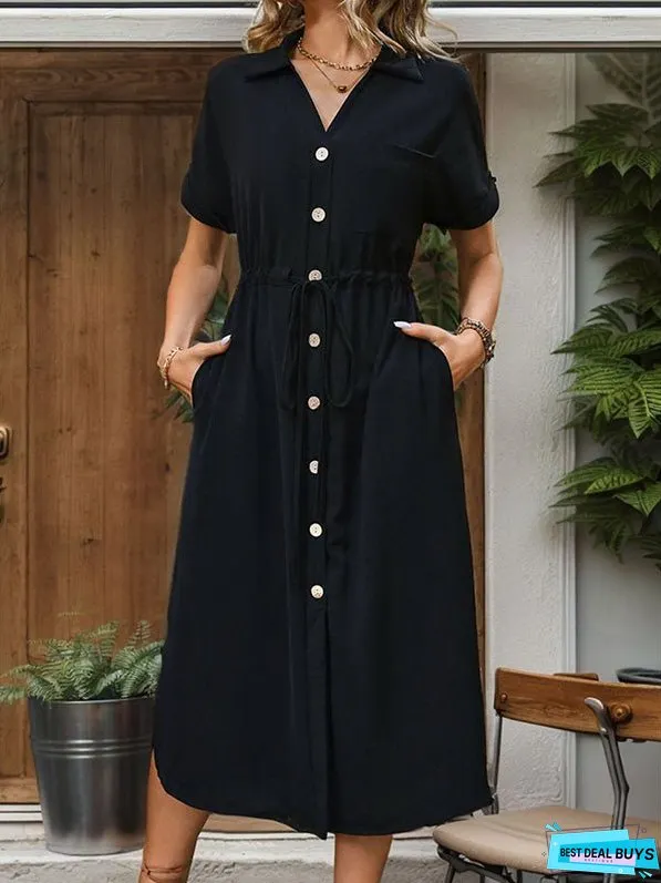 Women's Lapel Button Shirt Dress 04464349YM