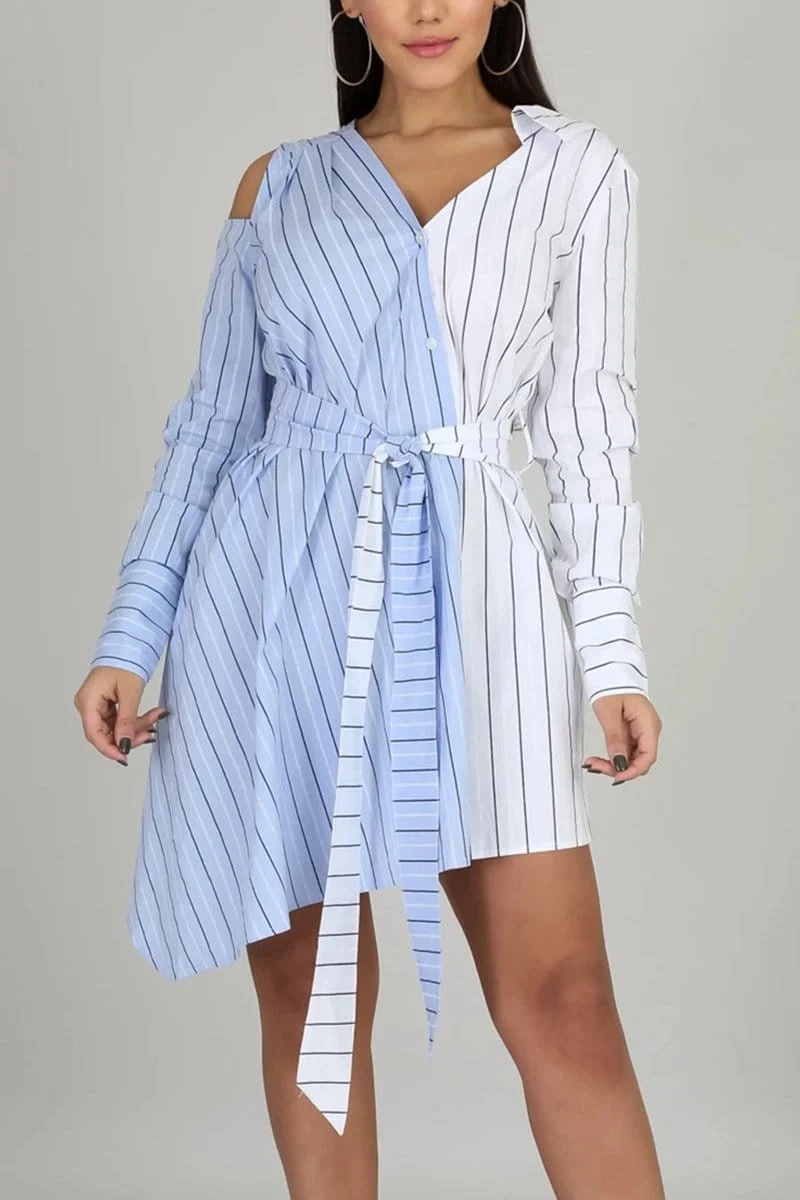 Fashion Striped Printing Irregular Dress