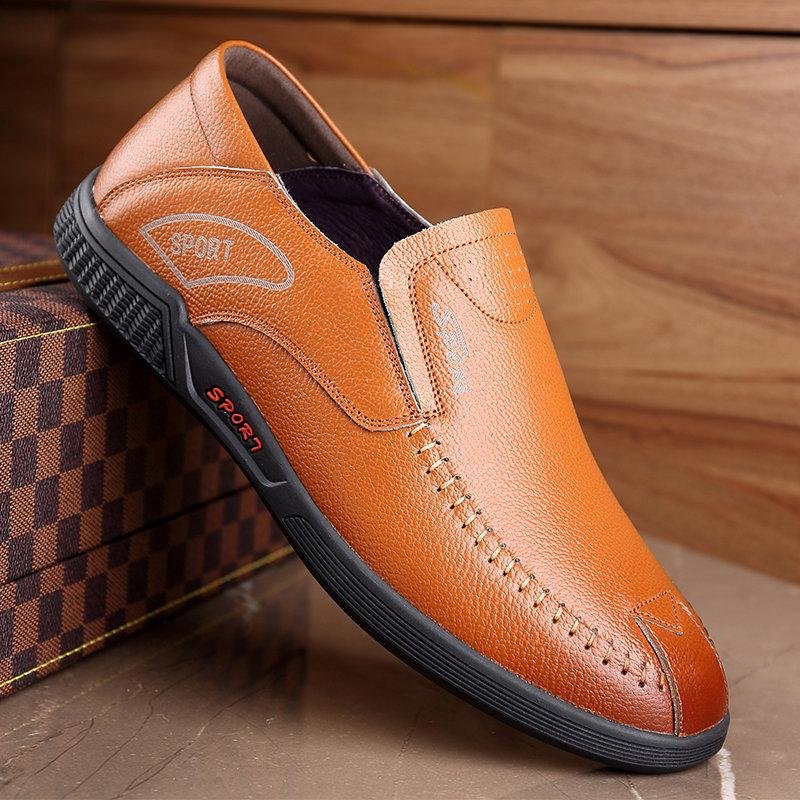 Men Shoes - Men's Hand Stitching Non Slip Soft Casual Leather Shoes of ...