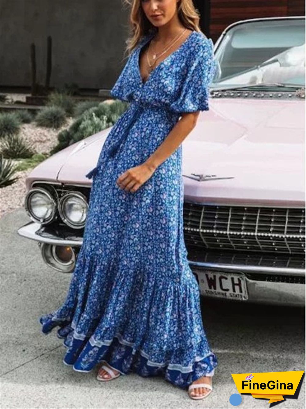 Summer Bohemian High Waist Loose Large Skirt Dress Holiday Seaside Dress