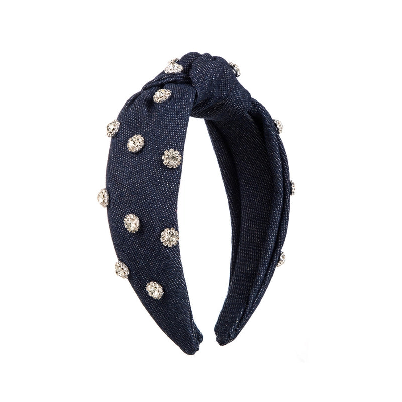 Women’s Casual Elegant Classic Style Color Block Alloy Cloth Inlay Rhinestones Glass Hair Band