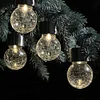 LED Solar Lamp Cracked Glass Ball Hanging Lights Waterproof Garden Decor