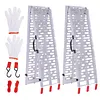 [US Local Warehouse] 2PCS 7.3ft Aluminum Motorcycle Ramp for Pickup Trucks ATVs Lawn Mowers Folding Dirt Bike Loading Ramp with Load Straps Truck Ramps