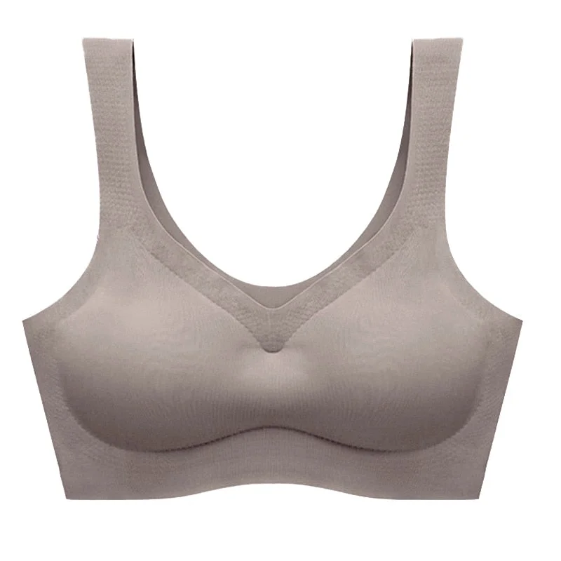 Seamless Fitness Women Solid Underwear Gathers Shockproof Thin Pad Push Up Bra Female Vest Brassiere Bralette Lingerie