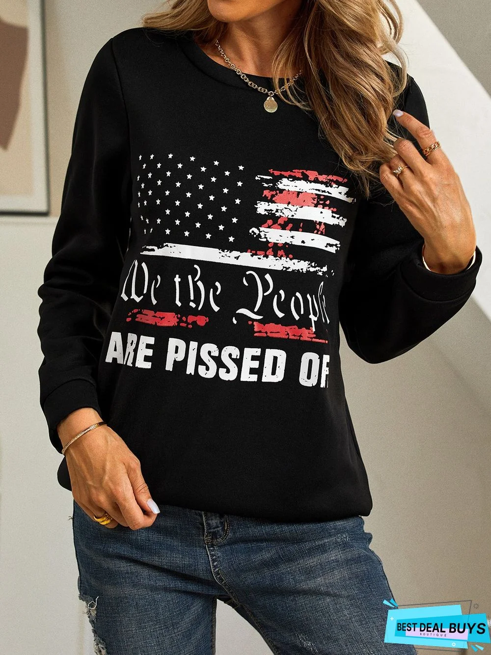 Loosen Letter Casual Sweatshirt