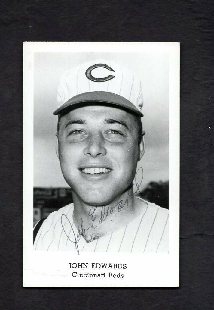 Johnny Edwards Signed Autographed Cincinnati Reds Post Card Photo Poster painting