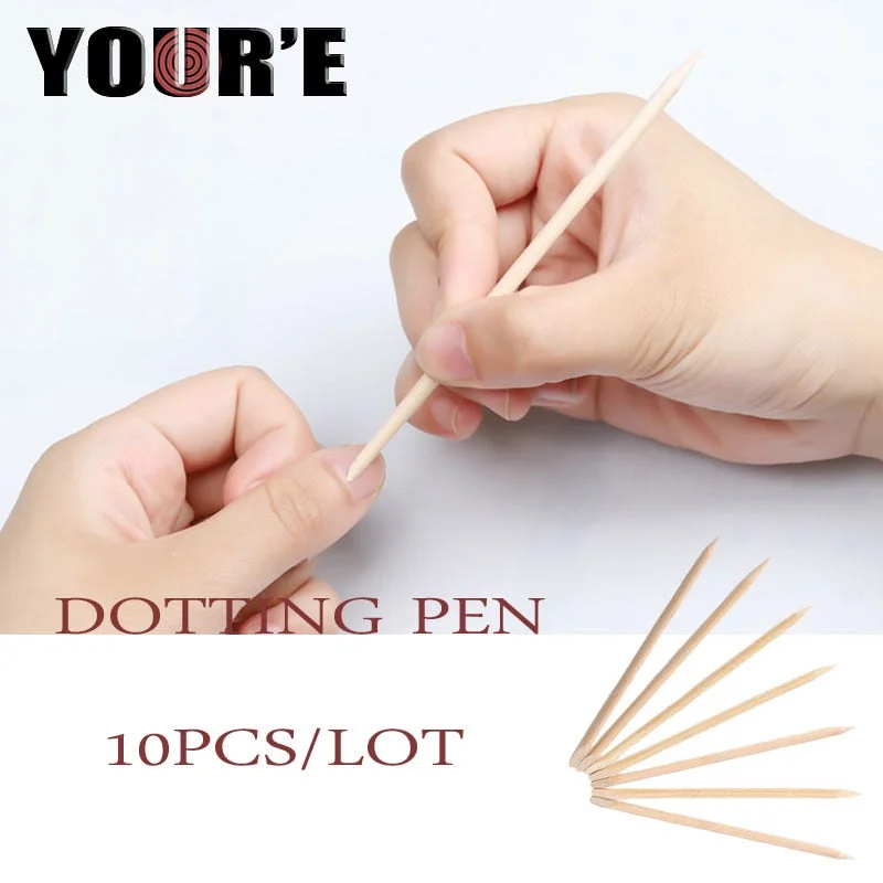 10pcs Wood Stick Nail Art Rhinestone Remover Tool Nail Dotting Tools Nail Tool Picking Up Manicure